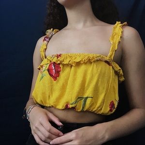 Yellow Flower Crop Top